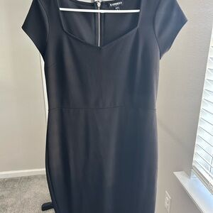 Express Gray Sheath Mini Dress Square Neck Short Sleeve